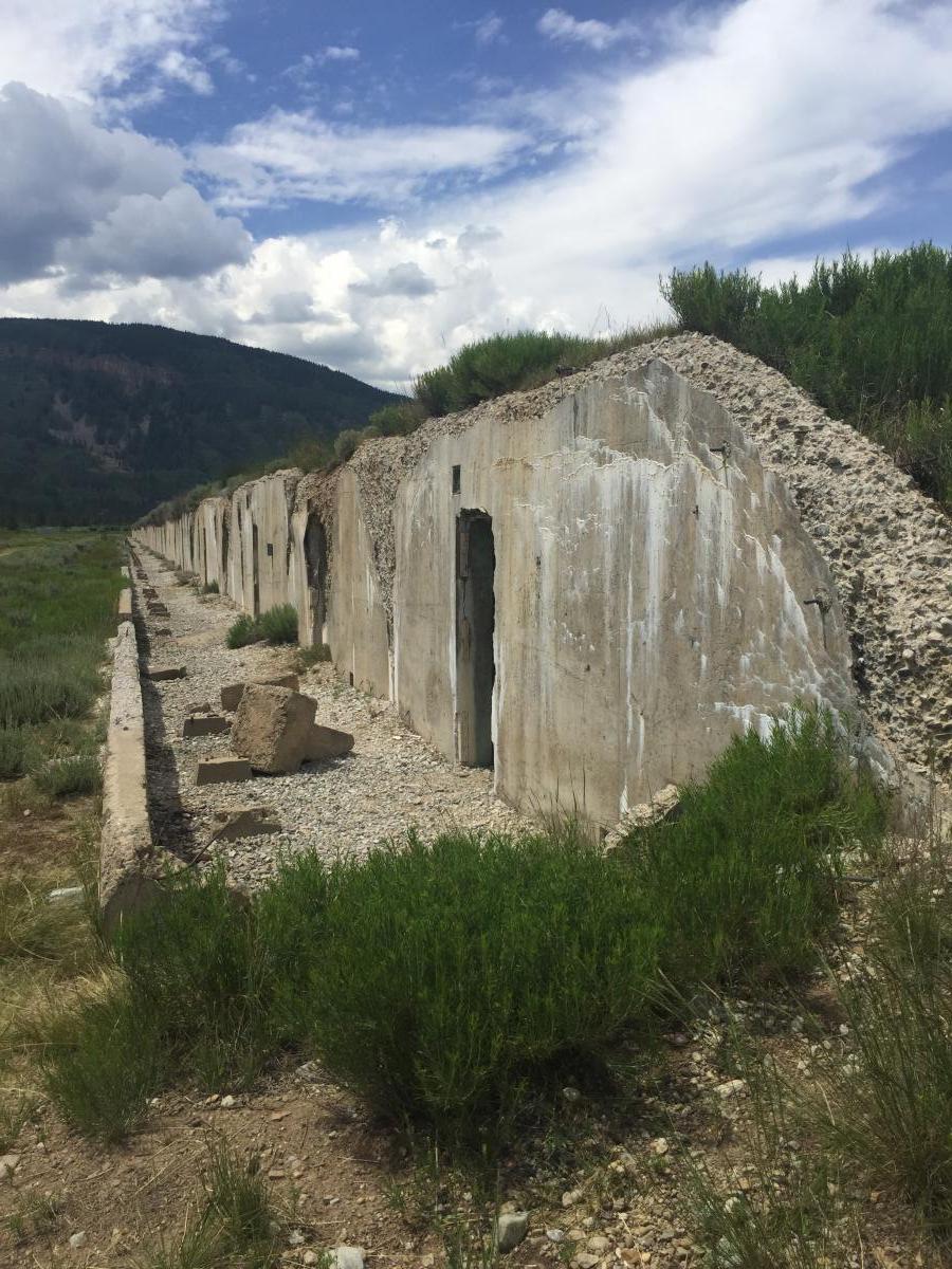 These are historic concrete bunkers near Camp Hale, where the Army's 10th Mountain Division trained in ice climbing, alpine skiing and mountaineering during WWII. 